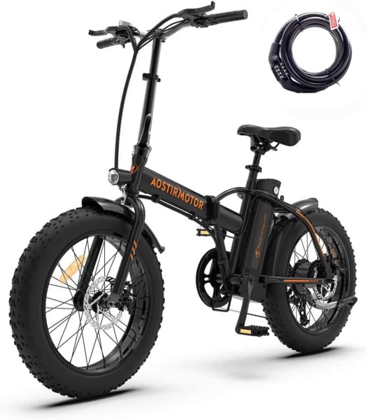 aostirmotor Folding Electric Bike 500W 36V 13AH Ebike Removable Lithium Battery Ebike,20”4 inch Fat Tire Electric Bicycle,Ebike for Adults (Black)