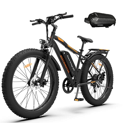 aostirmotor Fat Tire Ebike 750W 48V 13AH Electric Mountain Bike with Rack and Fender, 26 ‘’4.0 inch Ebike, Electric Bicycle for Adults…