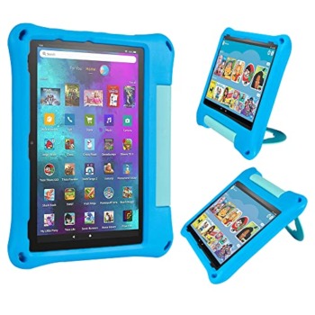 Fire HD 10 Tablet Case (2021 Release, 11th Generation) Oqddqo Amazon Kindle 10 Plus Case for Kids Specially Strengthened Four-Corner Double-Layer Shock Kids 10 inch Cover with Bracket – Blue | The Storepaperoomates Retail Market - Fast Affordable Shopping