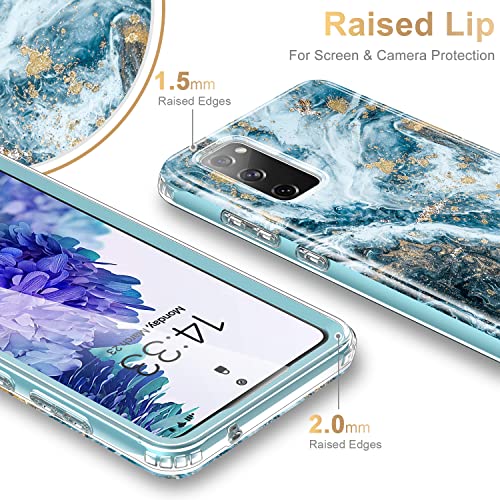 ESDOT Samsung Galaxy S20 FE Case with Built-in Screen Protector,Military Grade Rugged Cover with Fashionable Designs for Women Girls,Protective Phone Case for Galaxy S20 FE 6.5″ Opal Marble Teal | The Storepaperoomates Retail Market - Fast Affordable Shopping