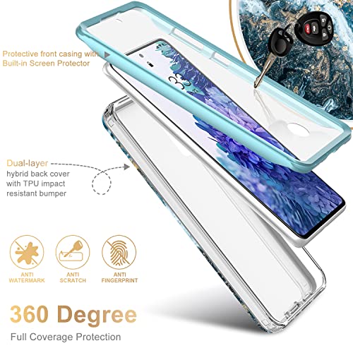 ESDOT Samsung Galaxy S20 FE Case with Built-in Screen Protector,Military Grade Rugged Cover with Fashionable Designs for Women Girls,Protective Phone Case for Galaxy S20 FE 6.5″ Opal Marble Teal | The Storepaperoomates Retail Market - Fast Affordable Shopping