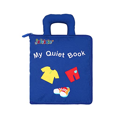 Jollybaby Baby Soft Busy Books -My Quiet Book, Travel Toy & Montessori Sensory Educational, 10 Preschool Learning Activities for 1 2 3 Year Old Toddlers Boy Girl(Blue)