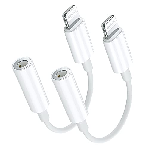 Apple MFi Certified 2 Pack Lightning to 3.5mm Headphone Aux Audio Jack Adapter, Aprolink iPhone Dongle Cable Earphones Headphones Converter Compatible with iPhone 12 12 Pro 11 11 Pro X XR XS Max 8 7