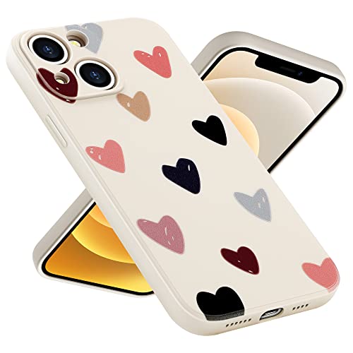 Jmltech Compatible with iPhone 13 Case for Women Girls Cute Design Soft Silicone Camera Protection Protective Lovely Heart Phone Case for iPhone 13 with Glass Screen Protector
