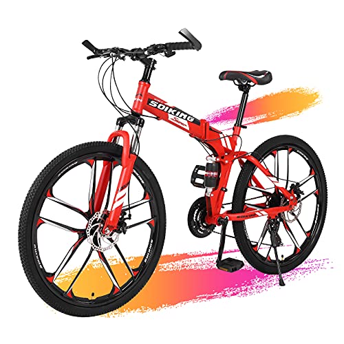 AT-X 26-inch Adult Mountain Bike 21-Speed Adjustable ​​​​Gear Bicycle, Aluminum and Steel Frame Options Bicycles Foldable Outdoor Bikes for Men Women Boys Girls