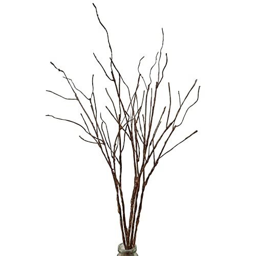 5PCS Artificial Lifelike Curly Willow Branches Decorative Dried Twigs, 25.9 Inches Fake Bendable Sticks Plastic Vines/Stems for DIY Greenery Plants Vases Home Office Party Decoration