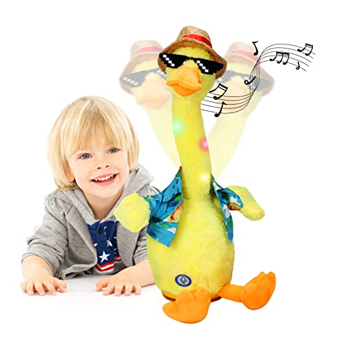 Gfilay Baby Talking Duck Toys,Yellow Duck Stuffed Animals Christmas Birthday Plush Can Repeats What You Say and Singing 120 English Songs