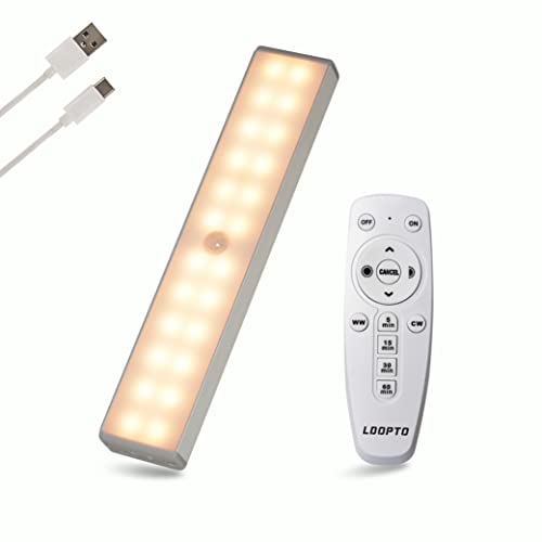 Motion Sensor Lights with Remote, USB Rechargeable Under Cabinet Lights, Battery Operated Lights, Stick-on Wireless Closet Lights Motion Activated for Closet Hallway Stairway 1Pack