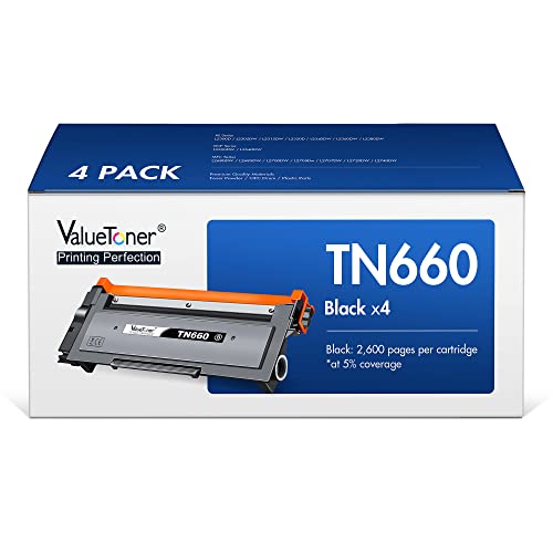 Valuetoner TN660 Toner Cartridge Compatible Replacement for Brother TN660 TN-660 TN630 TN-630 for HL-L2300D HL-L2320D HL-L2340DW HL-L2360DW MFC-L2720DW MFC-L2740DW DCP-L2540DW Printer (Black, 4 Pack)