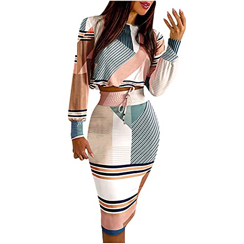 Women Suit Skirt O-Neck Long Sleeve Tops and Skirt Two Pieces Set Women Set