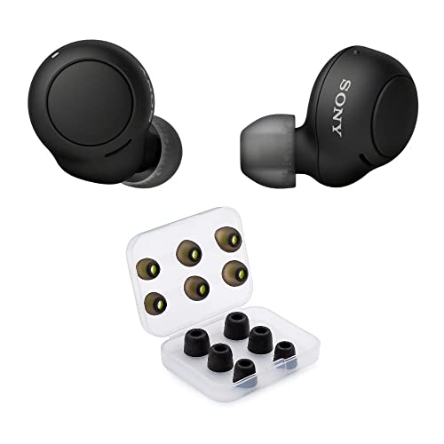 Sony WF-C500 Truly Wireless in-Ear Bluetooth Earbud Headphones (Black) with Knox Gear Foam and Silicone Earbud Tips Bundle (2 Items)