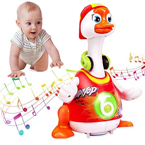 LAGSEAN Baby Toys 18 Months Hip-Hop Goose Early Education Kids Toys for 2 3+ Year Old Boys Girls Music/Walking/Flashing Lights/Dancing Toddlers Christmas Birthday Gifts (Random Color)