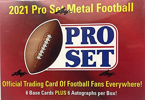 2021 Leaf Pro Set Metal Football box (12 cards/bx incl. SIX Autograph cards)