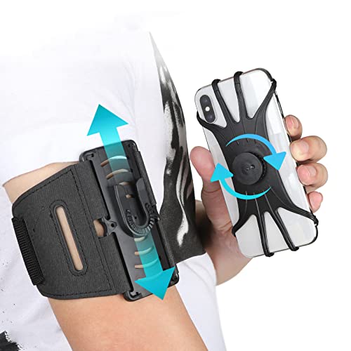 Running Phone Armband 【2023 Upgraded】 360° Rotatable and Detachable Also for Legs Waist. LWDUDE Running Phone Holder for iPhone 14 13 12 11 Pro Max X XR XS Mini Plus Samsung Galaxy 4.5-7.8 in (Black)
