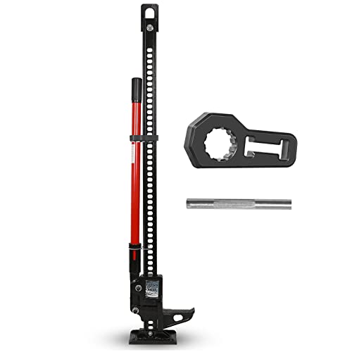 WEIZE Farm Jack, 60″ Off-Road High Lift Jack with Handle Keeper & Pin, 3 Tons Capacity, Cast and Steel, Black