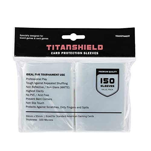 TitanShield (150 Sleeves) Clear Standard American Size Board Game Sleeves