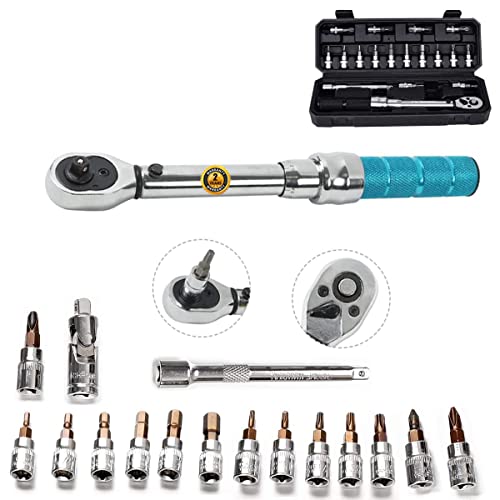 Drive Click Torque Wrench Set Dual-Direction Adjustable 72-tooth Torque Wrench with Buckle (1/4-inch)