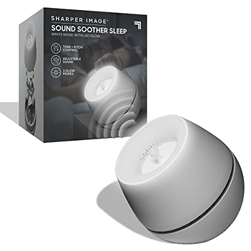 SHARPER IMAGE Sound Soother White Noise Machine, Night Light with 3 Glow Modes, Portable Sleep Therapy for Babies & Adults, Adjustable Pitch & Tone, Meditation, Relaxation, Stress Relief
