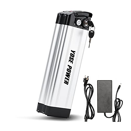 YS YOSE POWER E-Bike Battery 36V13Ah/48V10.4Ah Silver Fish with USB Port and Charger Pedelec Battery Or Electric Bicycle Battery (48V10.4Ah 200-500W)