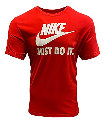 Nike Sportswear Men’s Futura Just Do It Short Sleeve T-Shirt (X-Large, Red/White)