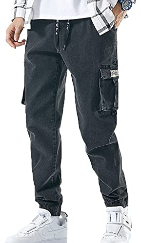Men’s Jogger Pants Punk Cargo Baggy Techwear Hip Hop Harem Pants Streetwear Tactical Track Pants Black XX-Large