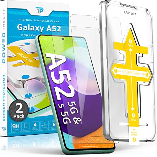 Power Theory Screen Protector for Samsung Galaxy A52/ A52 5G/ A52s 5G [2 Pack] with Easy Install Kit [Premium Tempered Glass for A 52 Models]