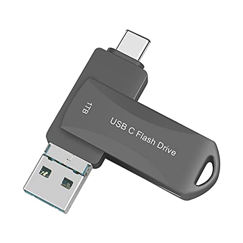 1TB USB Flash Drive for Phone, Dual USB3.1 to USB C Memory Stick 1000GB, WOFICLO High-Speed Transfer Type-c Thumb Drive for iPad Pro, Mac pro, Samsung Galaxy, PC.Black