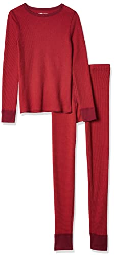 Fruit of the Loom boys Premium Thermal Waffle Underwear Base Layer Set, Maroon/Red, 12-Oct US