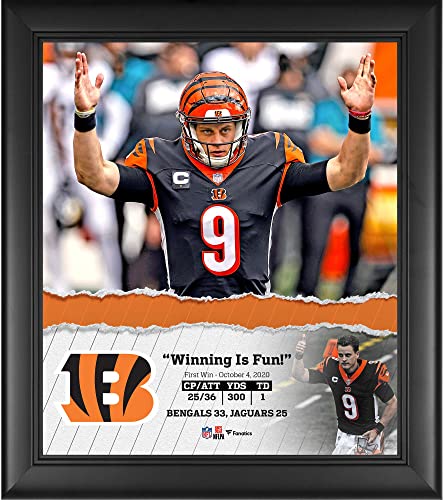 Joe Burrow Cincinnati Bengals Framed 15″ x 17″ First Win Collage – NFL Player Plaques and Collages
