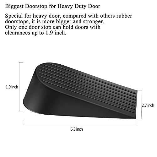 Big Door Stopper 2 Packs Heavy Duty Wedge Rubber Door Stop Works on All Floor Surfaces Height up to 1.9 Inches Non-Scratching Doorstops Special for Home Office School Heavy Door (Black) | The Storepaperoomates Retail Market - Fast Affordable Shopping