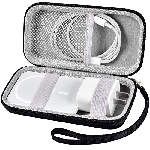 Case Compatible with Apple MagSafe Charger Battery Pack, Holder for Mag Safe Magnetic Power Bank for iPhone 12, Storage with Strap & Mesh Pocket for 20W USB-C Power Adapter and Cable (Case Only)