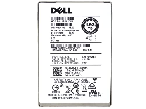VCWFG Dell 1.9TB SAS RI MLC 12Gbps 2.5″ SSD Solid State Drive (Renewed)