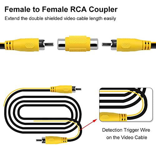 Upgraded Double-Shielded RCA Video Cable for Monitor and Backup Rear View Camera Connection (19.69FT / 6M) + 20FT DC Power Extension Cable | The Storepaperoomates Retail Market - Fast Affordable Shopping