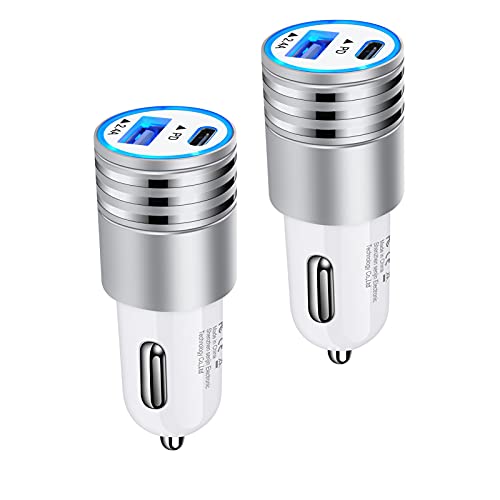 Car Charger USB C, 2Pack 30W PD+2.4A Dual Port Fast Charge Car Adapter Type C Rapid Car Charging Plug Cigarette Lighter for iPhone 14/14 Pro/14 Plus/14 Pro Max/SE/13/13 Pro Max/12 Pro MaxMini/11/XR/X