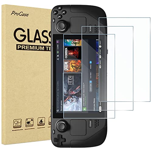 3 Pack ProCase Screen Protector Compatible with Steam Deck 2022, 7 Inch Tempered Glass Screen Film Guard Rounded Edge Glass Screen Protector for Steam Deck