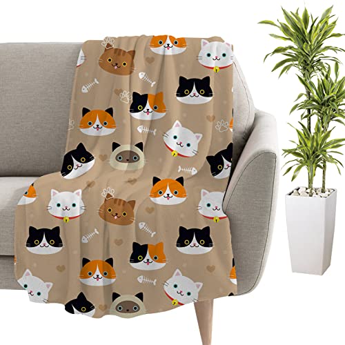 eusewo Cute Cat Blanket for Kids Super Soft Fuzzy Throw Blankets Gifts for Cat Lovers for Bedroom Living Room Personalized Blanket for Boys Girls 50″x40″