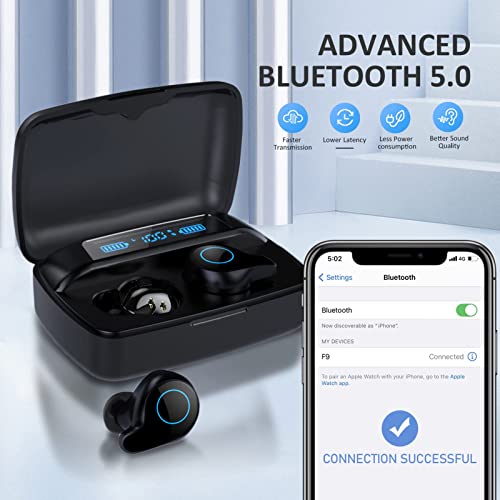 layajia Wireless Earbuds, Bluetooth Headphones in Ear with LED Display, IPX7 Waterproof Wireless Charging Case,Touch Control, Noise Cancelling for Sports Work | The Storepaperoomates Retail Market - Fast Affordable Shopping