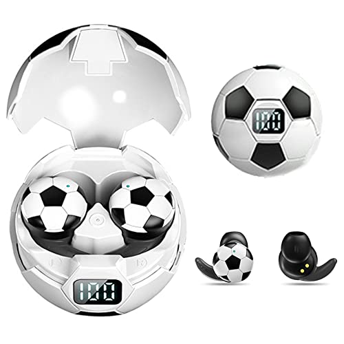 Soccer Bluetooth 5.1 Wireless Earbuds Sport Headphones IPX7 Waterproof Earbuds Headset with Charging Case Hands-Free Calling Deep Bass Stereo Ear Buds Noise Cancelling Earphones for Gym Running