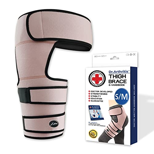 Doctor Developed Stabilizing Hip Support Brace – Sciatica Pain Relief, Piriformis Syndrome and Sciatic Nerve Pain – Thigh compression, Hamstring compression wrap – Doctor Handbook included – Women & Men – (S/M, Pink)
