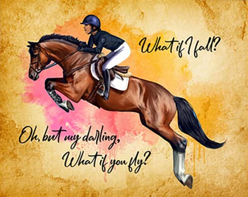 What If I Fall Oh My Darling What If You Fly Horse Retro Metal Tin Sign Vintage Sign for Home Coffee Garden Wall Decor 8×12 Inch