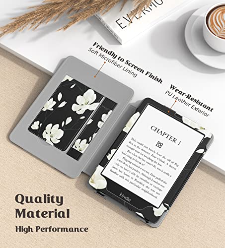 MoKo Case for 6.8″ Kindle Paperwhite (11th Generation-2021) and Kindle Paperwhite Signature Edition, Slim PU Shell Cover Case with Auto-Wake/Sleep for Kindle Paperwhite 2021, Black & White Magnolia | The Storepaperoomates Retail Market - Fast Affordable Shopping