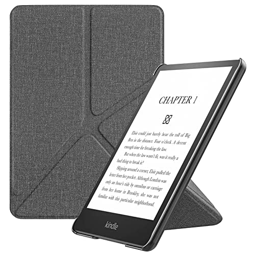 MoKo Case for 6.8″ Kindle Paperwhite (11th Generation-2021) and Kindle Paperwhite Signature Edition, Origami Standing Shell Cover with Magnetic PC Back Cover for Kindle Paperwhite 2021, Denim Gray