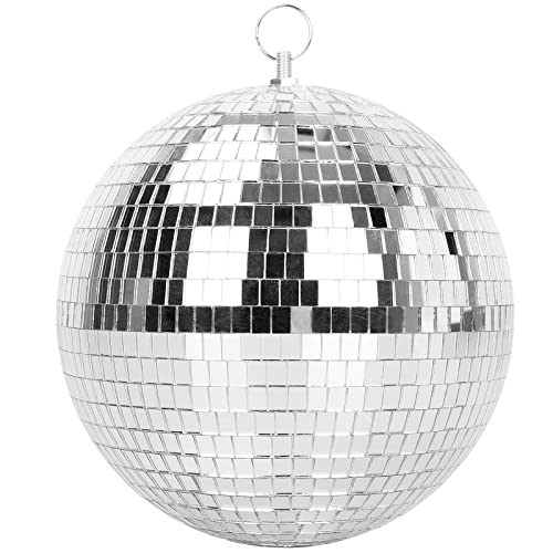 Mirror Ball for Disco DJ Club Party Wedding Home Decor, Muscab 8 Inch Disco Ball with Hanging Ring