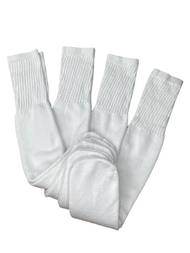 SuNi Apparel Mens White Tube Socks for Men – Mens Over the Calf Socks – Knee High Long Socks Size 13-17 (White)