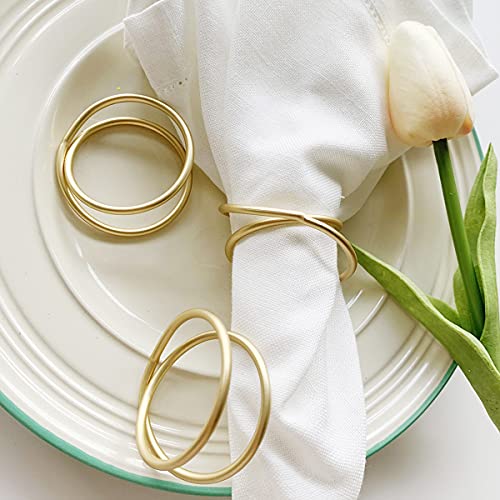Yukoii Gold Napkin Rings Set of 12, Elegant Napkin Rings for Table Setting, Simple Napkin Holder Rings for Weddings, Luncheons, Christmas, Thanksgiving, Dinner Parties, Banquet, Buffet Table (Gold X)