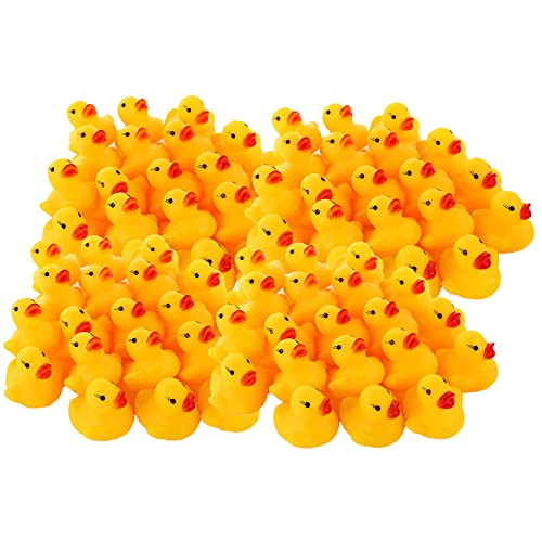 wonderfulstore 100 Wholesale Yellow Rubber Ducks Squeaky Bath Toys Water Play Toddler Duck US (100 Ducks)