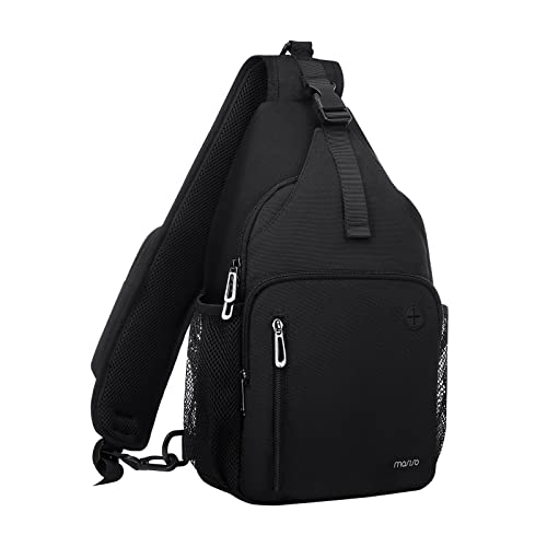 MOSISO Sling Backpack Bag, Crossbody Shoulder Bag Travel Hiking Daypack Chest Bag with Front Square Pocket&USB Charging Port, Black