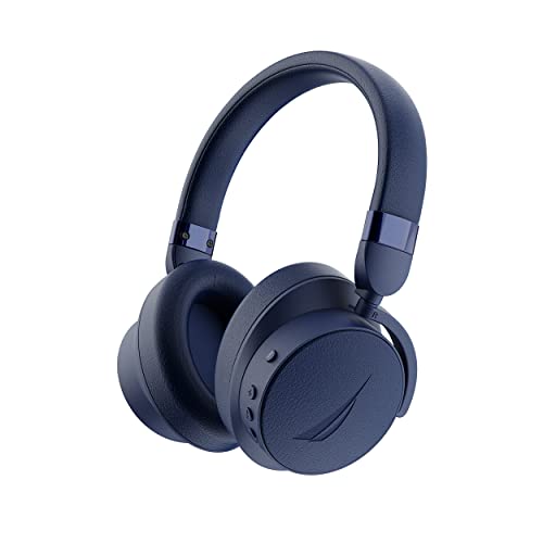 NAUTICA H400 Noise Cancelling (ANC) Bluetooth Headphones, On-Ear Wireless Headphones with Built-in Microphone Bluetooth v5.0 Wireless and Wired Stereo Headset, Deep Bass, Lightweight, Adjustable(NAVY)
