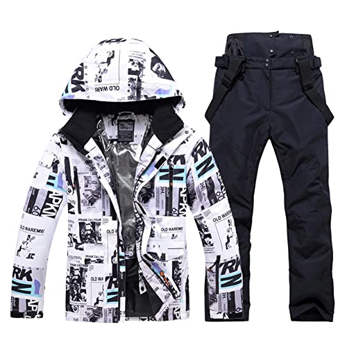 RIUIYELE Men’s Ski Jacket and Pants Set Winter Heated Coat Hooded Outdoor Skiing Snowboard Suit for Men