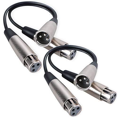 HOSONGIN XLR Splitter Cable 2 Pack, 3Pin XLR Male to 2 XLR Female Y Cable Balanced Microphone Splitter Cord Audio Adaptor, Length 12 inch